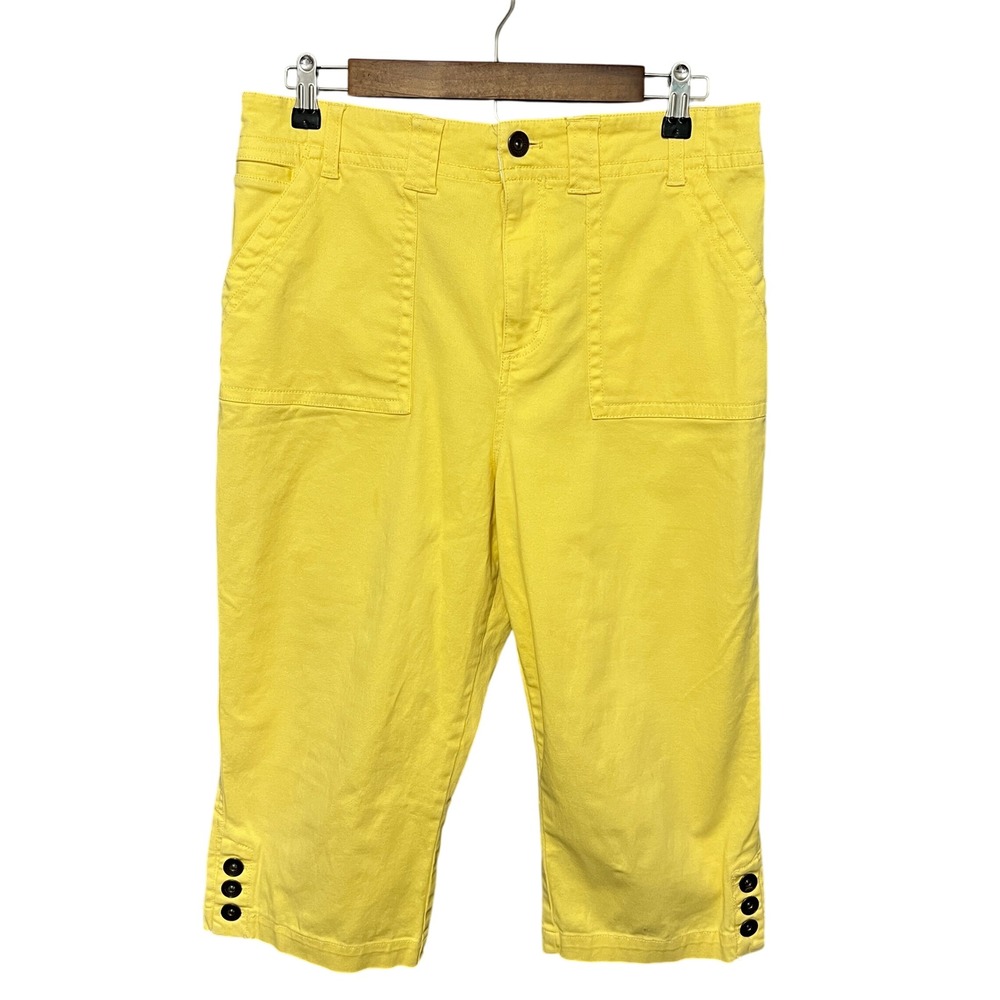 Christopher & Banks Women's Cropped Wide Leg Chino Pants Size 10 Butter Yellow